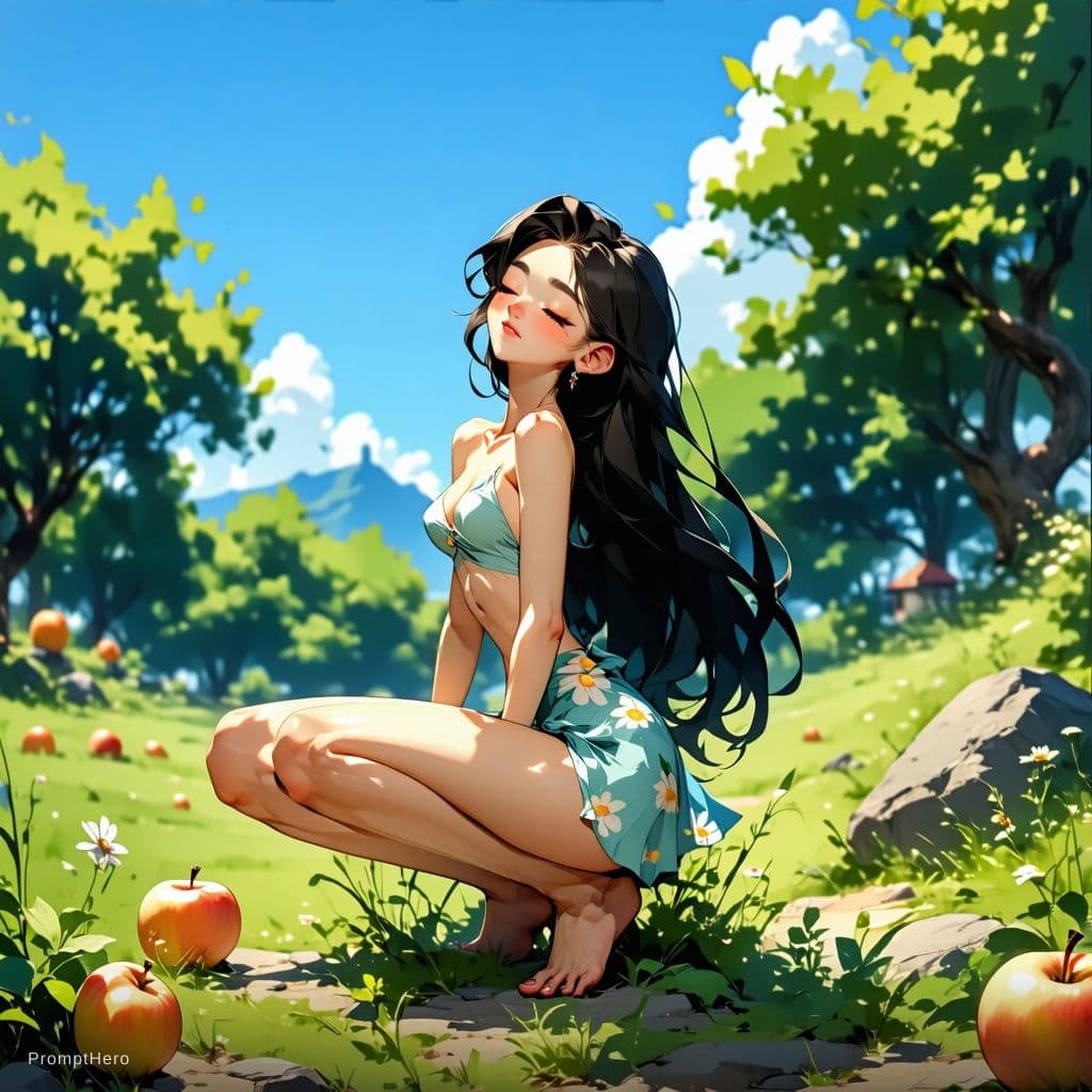 AI generated: 1girl, solo, masterpiece, best quality, ultra-detailed, highly detailed face, long flowing black hai...