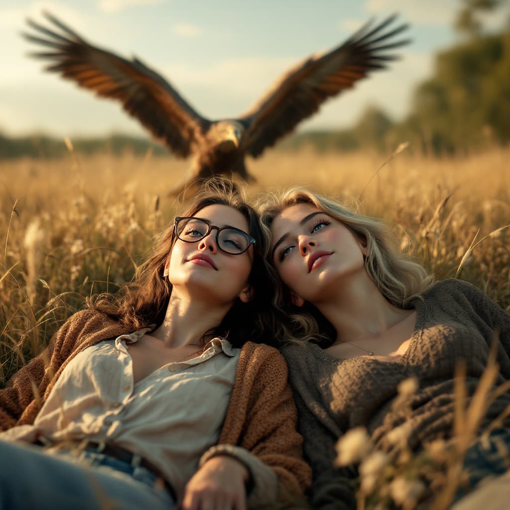 AI generated: High resolution photography A photorealistic image of Two female college students, a female, wearing...