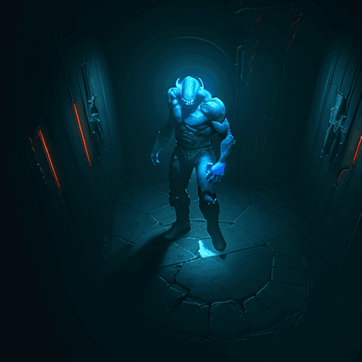 AI generated: Cinematic Lighting,realistic,style of a Doom,from above,out-of-frame censoring,game cg,cowboy shot,B...