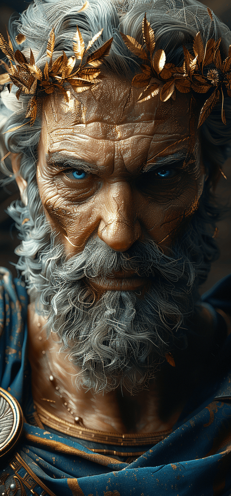 AI generated: A highly detailed photorealistic digital illustration of a Greek god, depicted with a powerful and m...