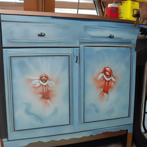 AI generated: AIR BRUSH PAINTING A KITCHEN CABINET