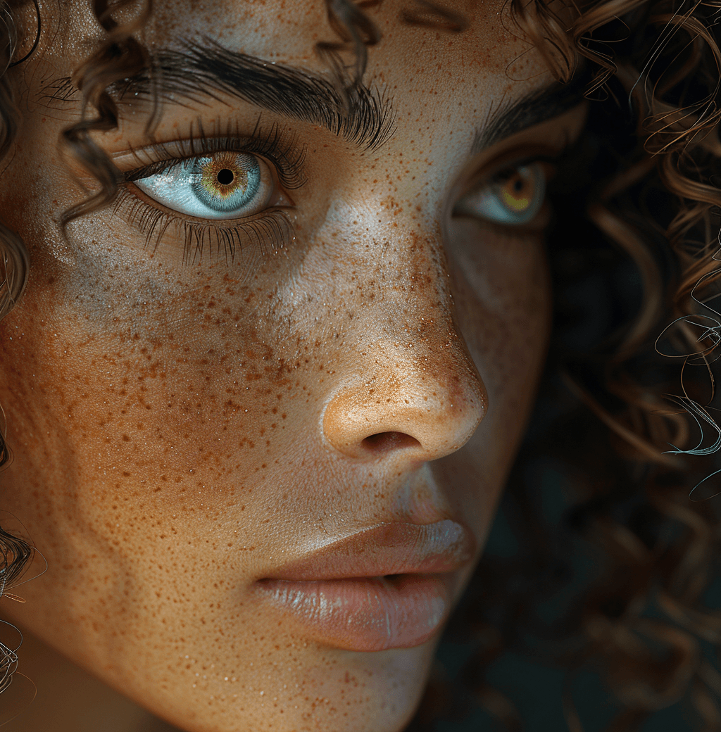 AI generated: 3d model of a woman with curly hair, in the style of daz3d, exotic realism, nene thomas, rustic real...