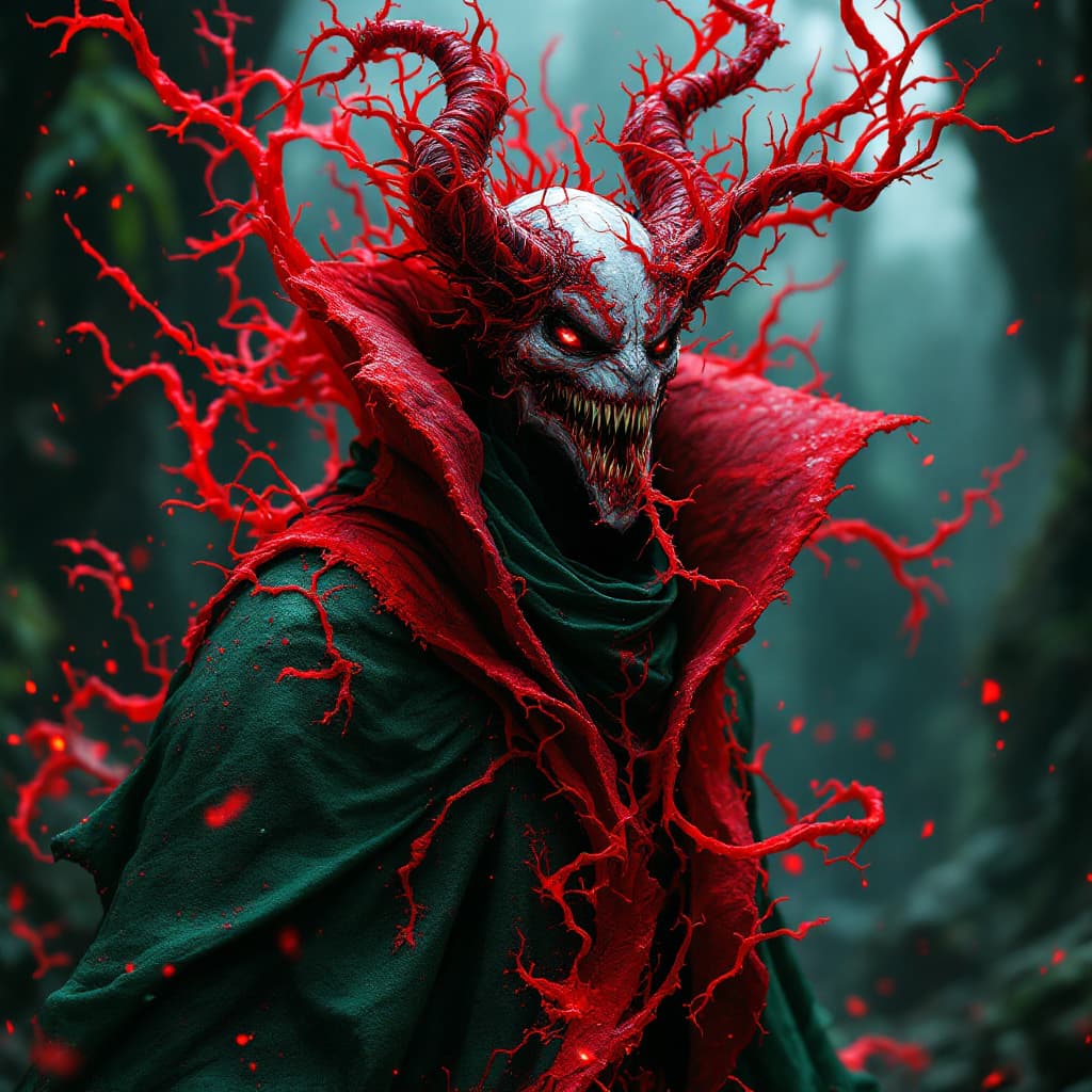 AI generated: Spawn, in the style of furaffinity, green robes, red, #vfxfriday, massurrealism, explosive pigmentat...