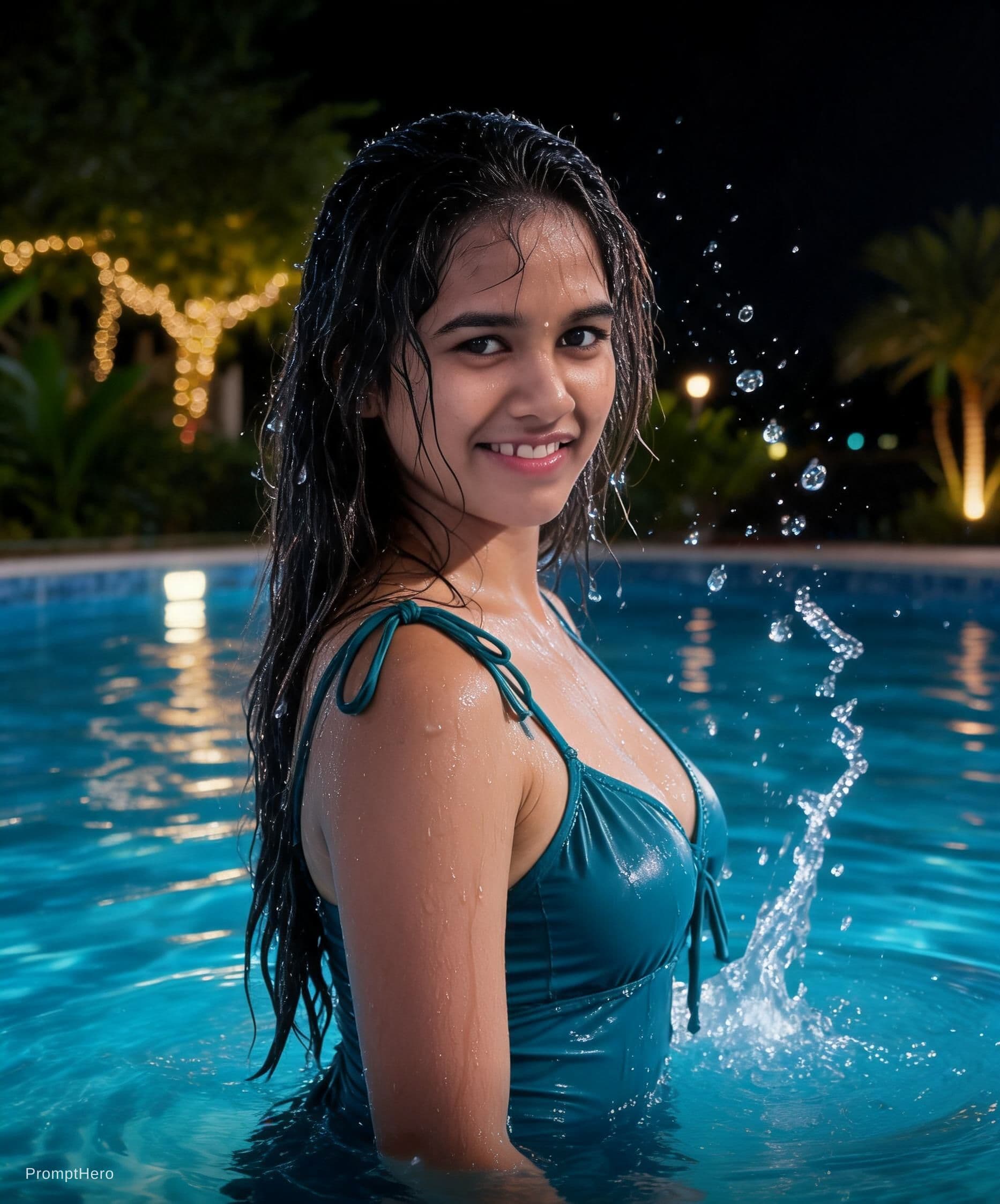 AI generated: In this captivating image, we see a candid photograph of an alluring woman, captured in a 3/4 shot a...