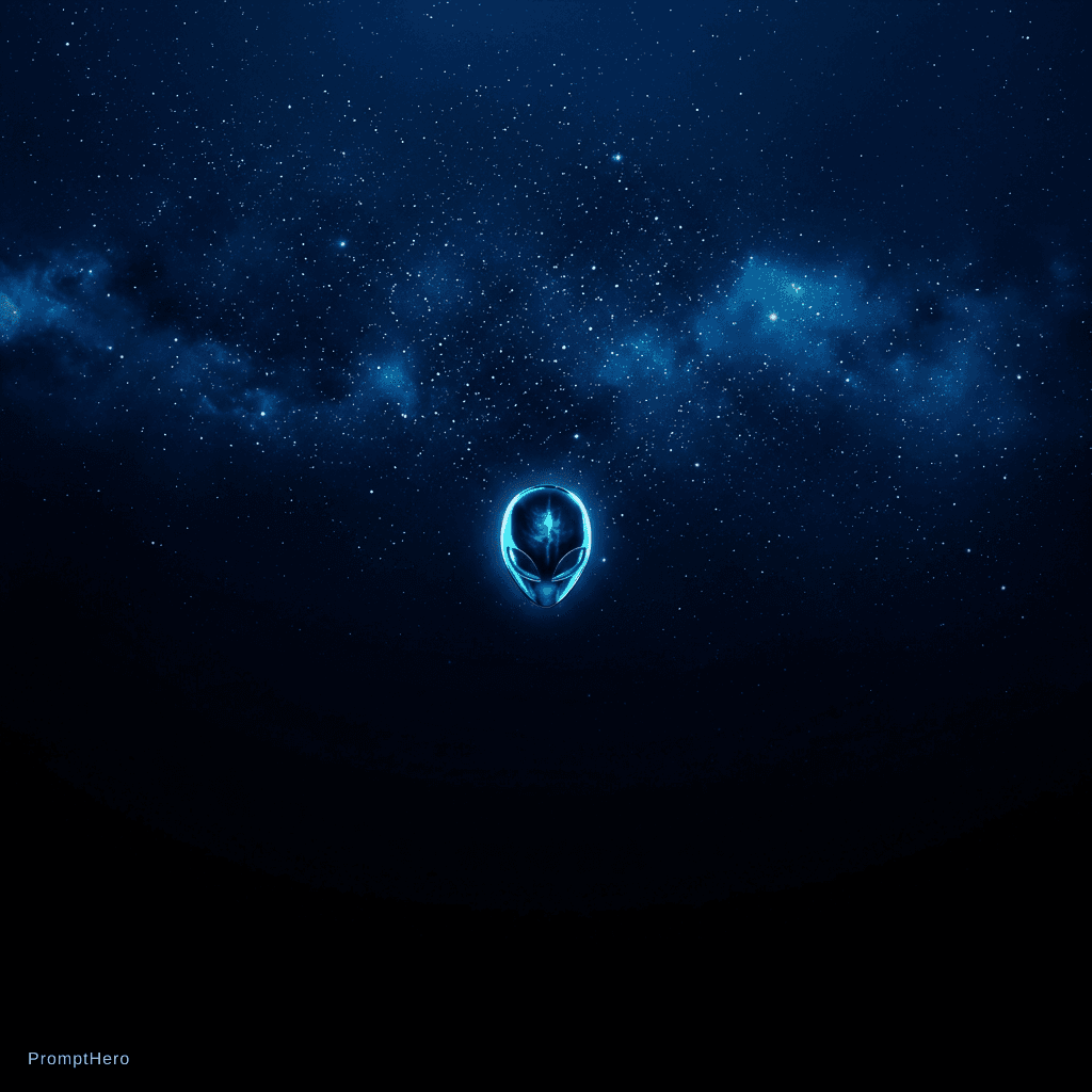 AI generated: the alienware computer logo (small logo) in the center with background made with a gradient from bla...