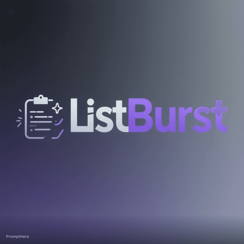 AI generated: Create a modern, minimal tech logo for a personal multimedia tracking web app called "ListBurst".

S...