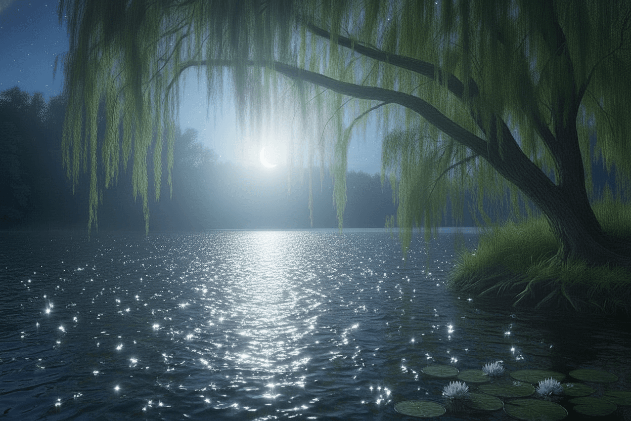 AI generated: add more moon light reflections on the water surface