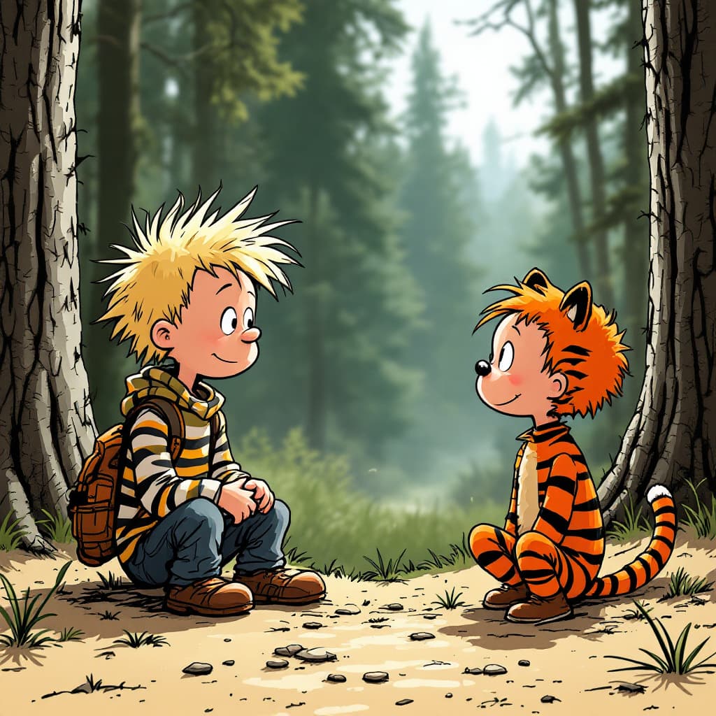 AI generated: calvin and hobbes as real as possible
