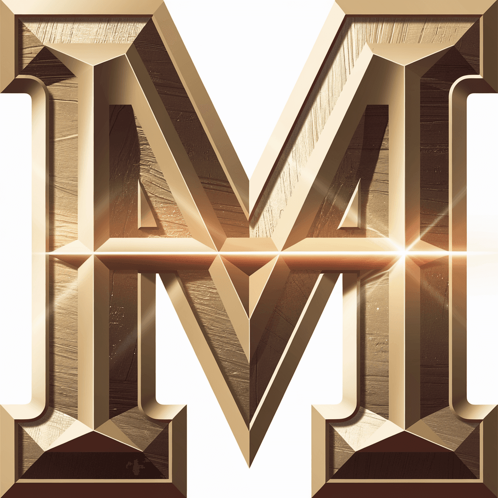 AI generated: Create an uppercase letter 'M' designed in the same style as the 'H' from The History Channel logo. ...