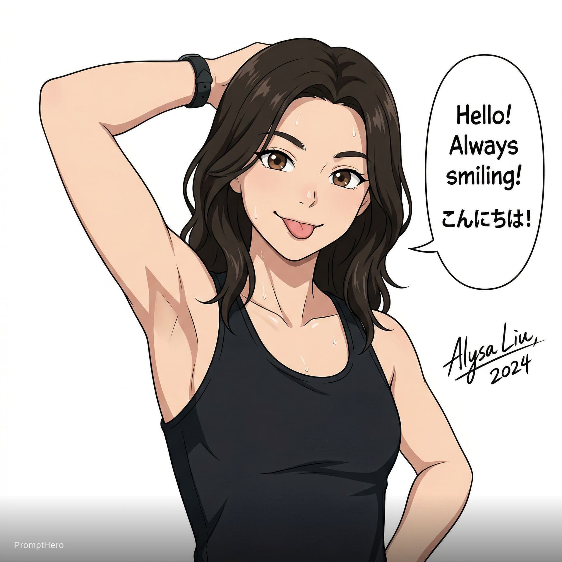AI generated: alysa liu This is an animated picture of a woman with a white background and something written on th...