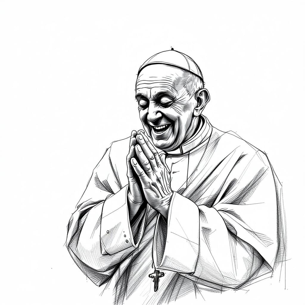 AI generated: Pope in the style of a pencil sketch drawing, blessing pose 1:2 --stylize 750 --v 6.1