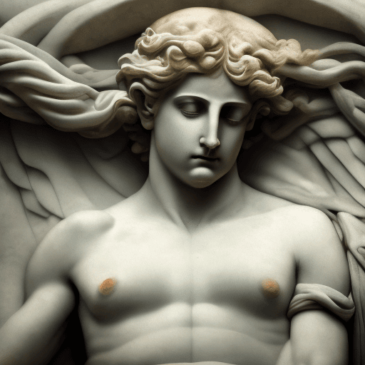 AI generated: Hypnos the God of Sleep::2 Photorealism, Bocca blur, Painted face, High detal::1.5 + Sony Alpha α7, ...