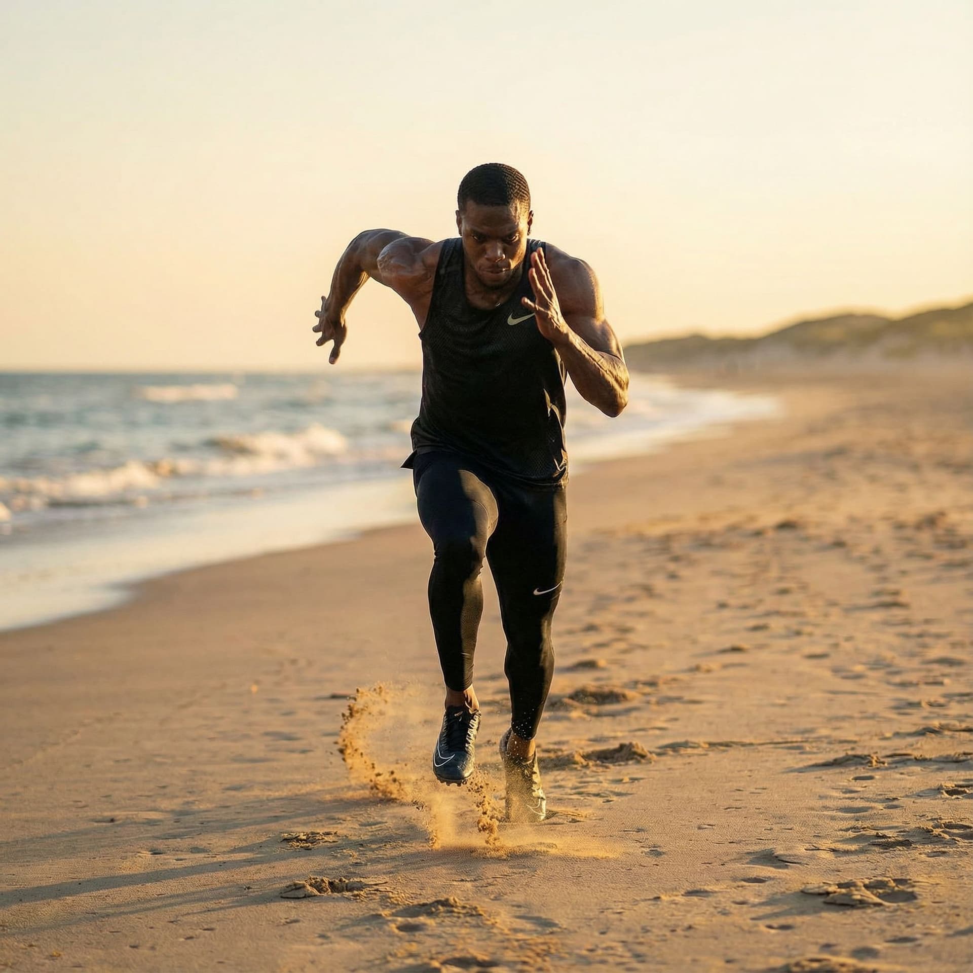 AI generated: ahora corriendo en medio de una playa