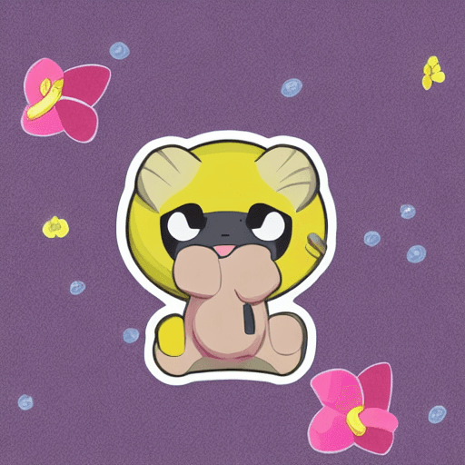 AI generated: a sticker with a cartoon animal holding a flower, cute tropical bird, kawaii cutest sticker ever, ka...
