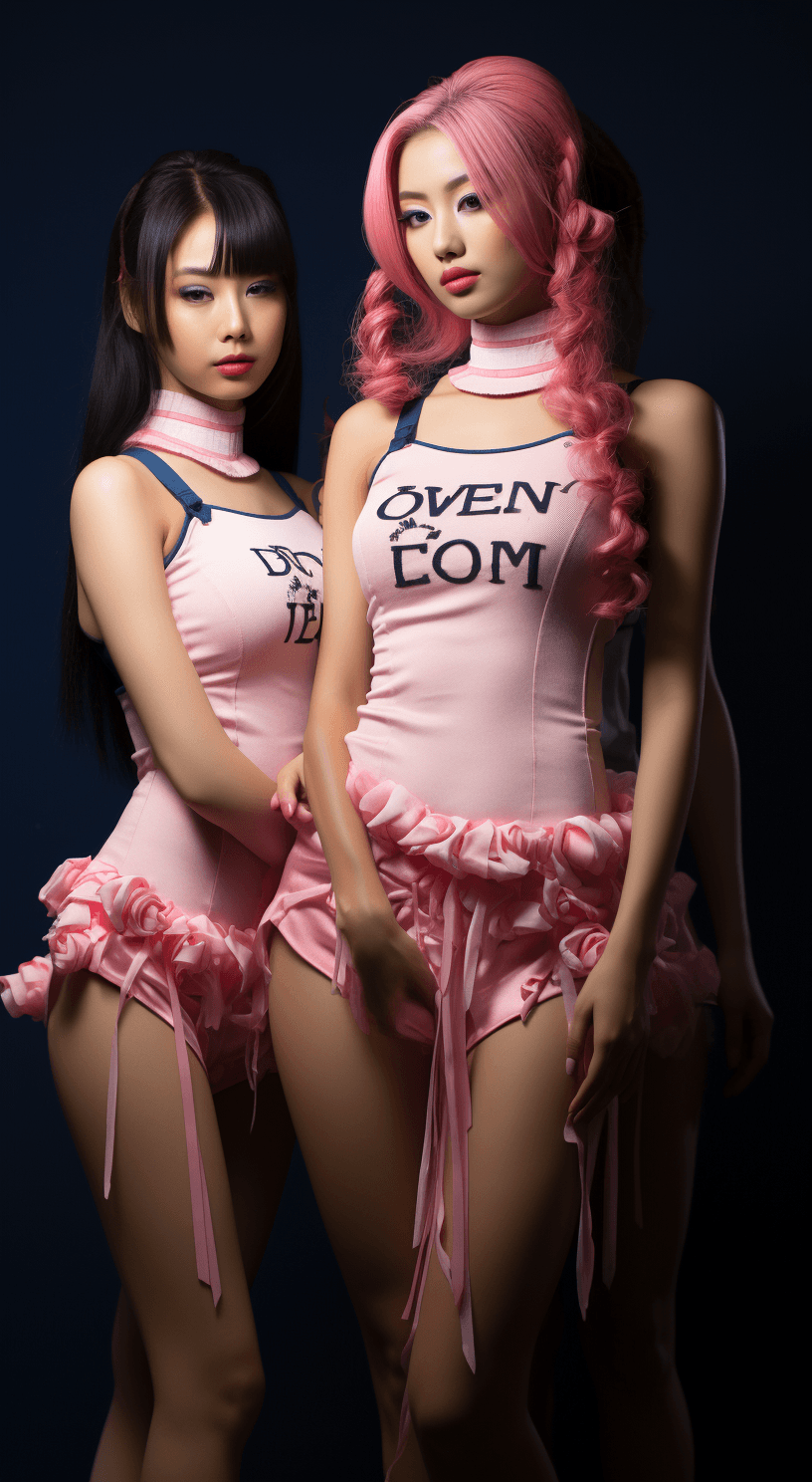 AI generated: we re born in love hajime nominated dance show, in the style of light pink and navy, gongbi, feminin...