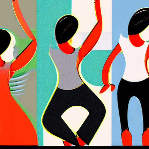 AI generated: Stylized character illustration, women (late 50s to 70s) doing sports dance:
5-7 diverse women, chee...