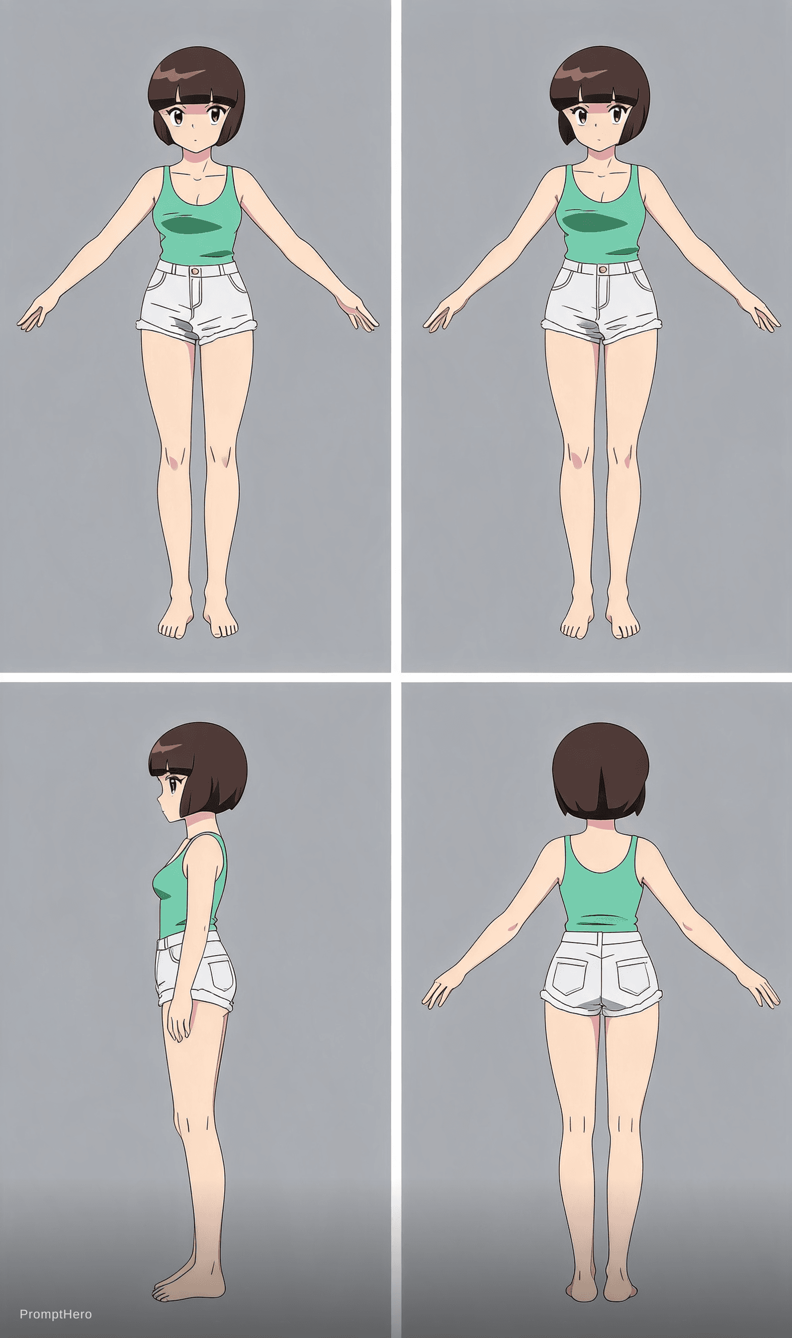 AI generated: masterpiece, best quality, highres:1.2), character turnaround, model sheet, character concept art, 4...