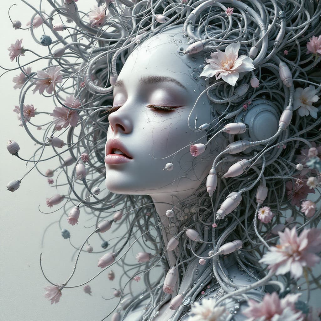 AI generated: Baroque Style, dreamlike Hyperdetailed grunge art fantasy illustration featuring an cyberpunk female...