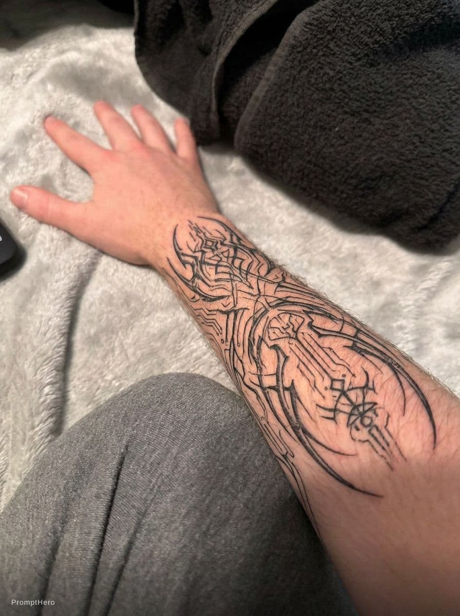 AI generated: Add Cyber sigilism tattoo 