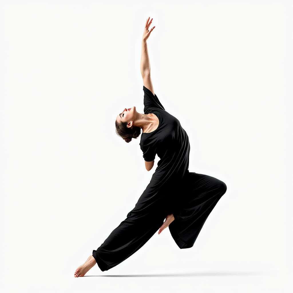 AI generated: Generate an artistic image of a person dressed in loose, flowing black clothing, performing a dynami...