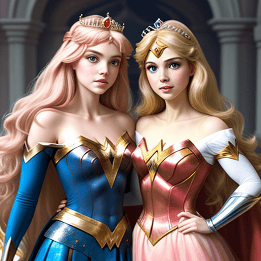AI generated: Princess Aurora and Wonder Woman