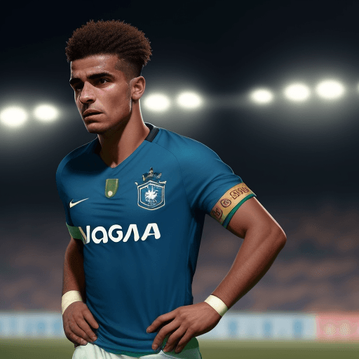 AI generated: Uma imagem de um jogador de futebol sentado em um foguete em direçãp à lua