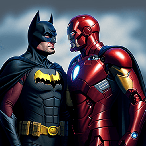 AI generated: batman et iron man cote a cote
