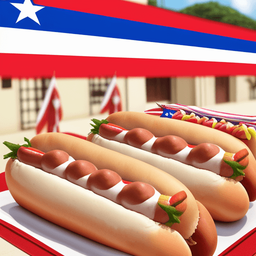 AI generated: hotdogs celebrating Panamanian national holidays with pollera and Panama flag