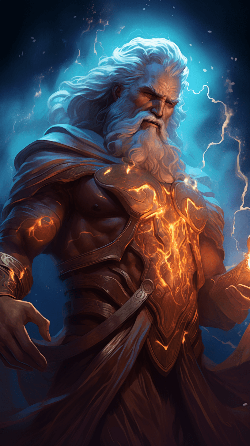 AI generated: portrait of zeus full body, intricate, elegant, glowing lights, highly detailed, digital painting, a...