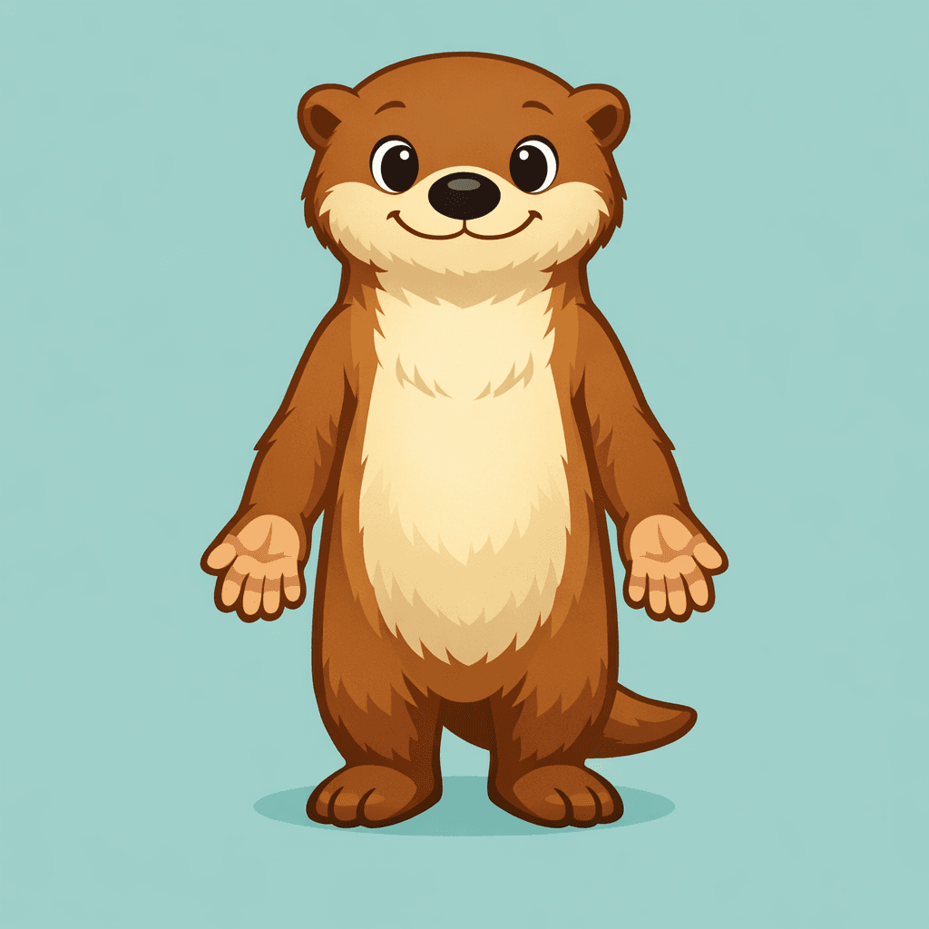 AI generated: Full-body front view of Oli the Otter, matching the exact colour palette and hand design from the pr...
