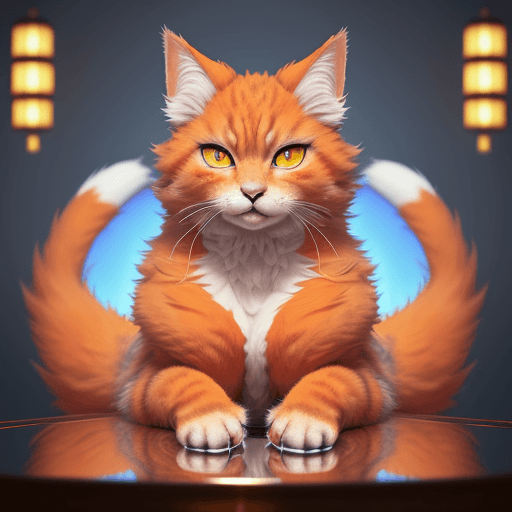 AI generated: furry art, uploaded on e621, furry, feral, cat, at the table, blue top, japanese background, voluptu...