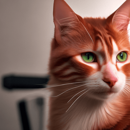 AI generated: realistic redhead cat as a cinematographer on film stage, daylight, indirect lighting, analog style