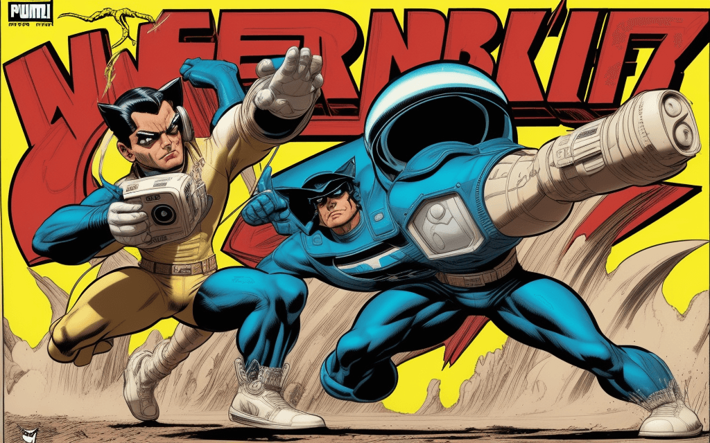 AI generated: brand puma logo, metaverse, vittage, retro, entergalactic, detailed, inked, western comic book art
