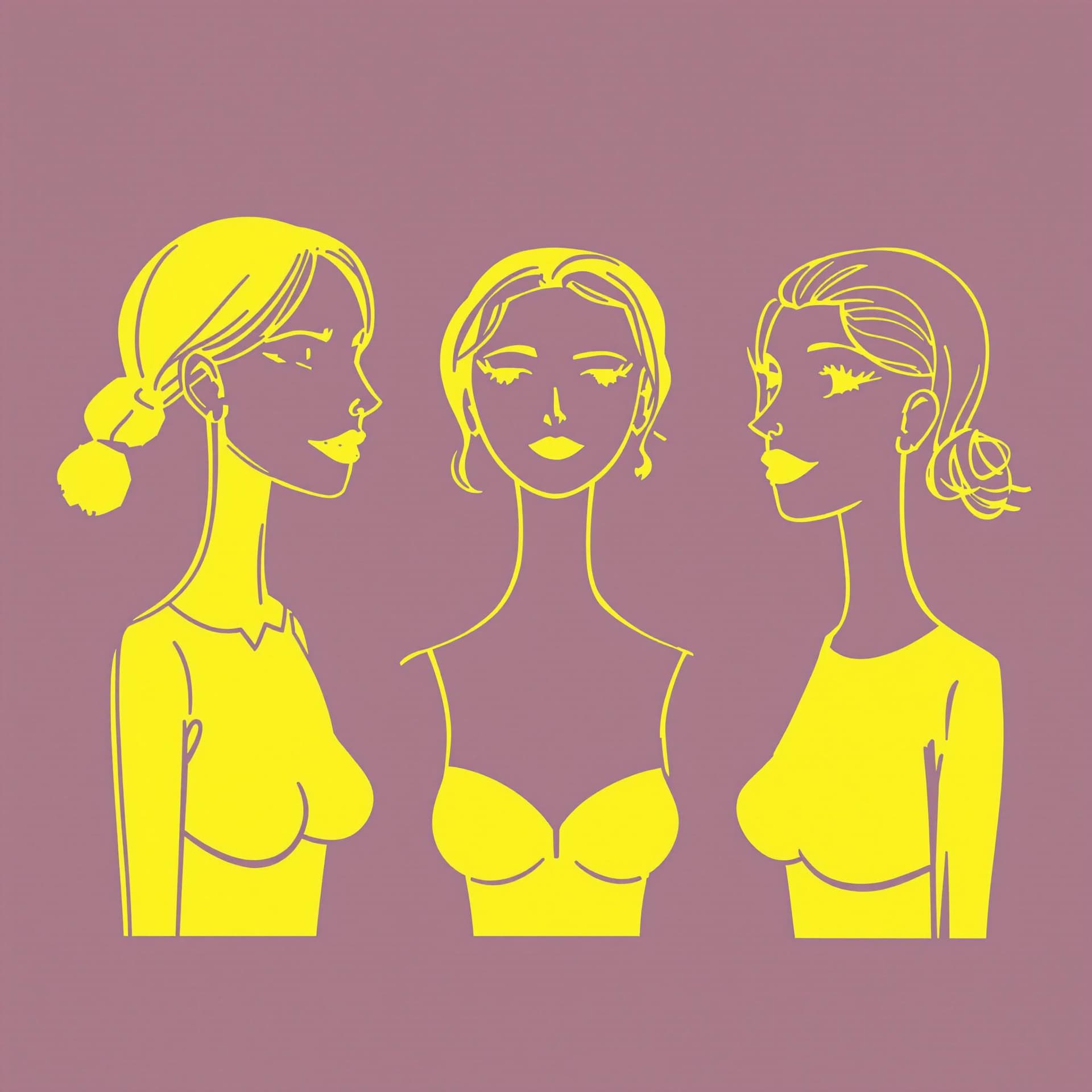 AI generated: illustration, women, three, yellow, outlines --ar 9:16