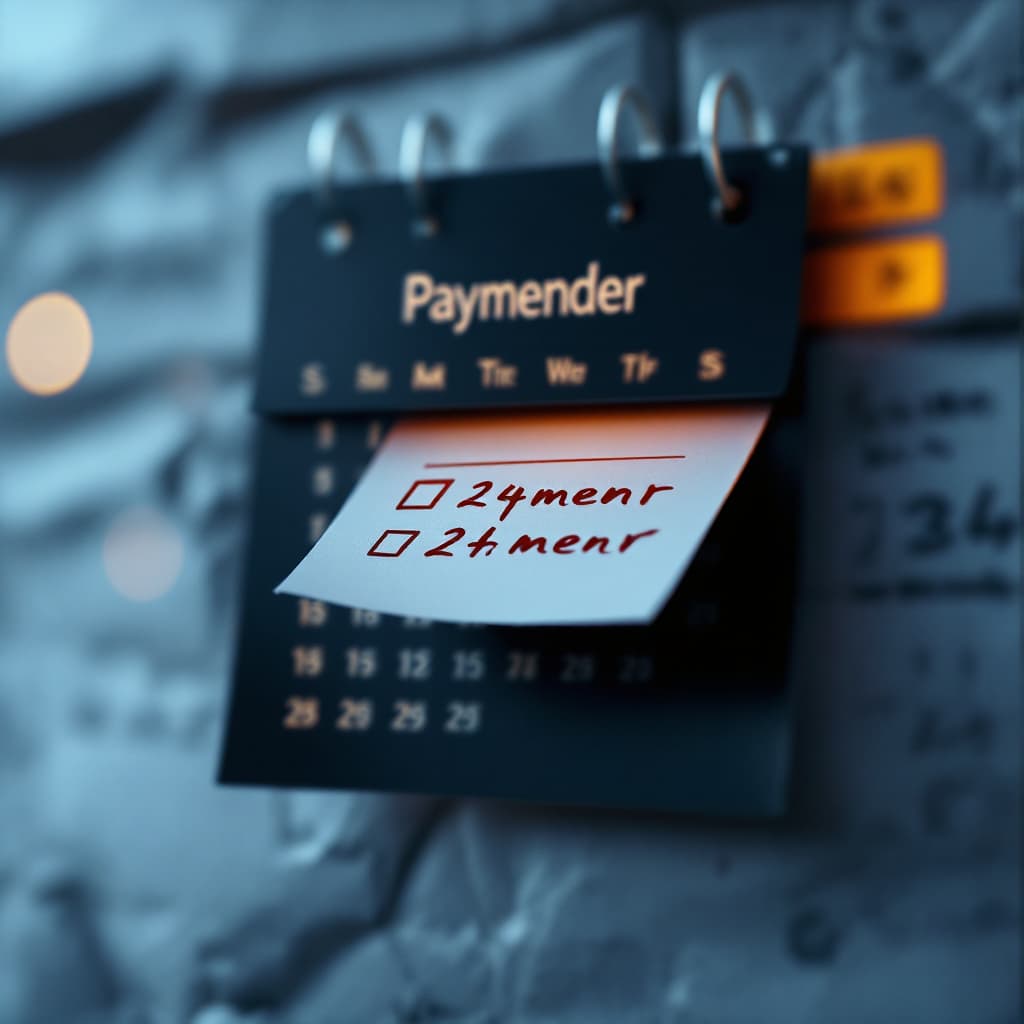 AI generated: A calendar with scheduled payment reminders dslr, ultra quality, sharp focus, tack sharp, dof, film ...