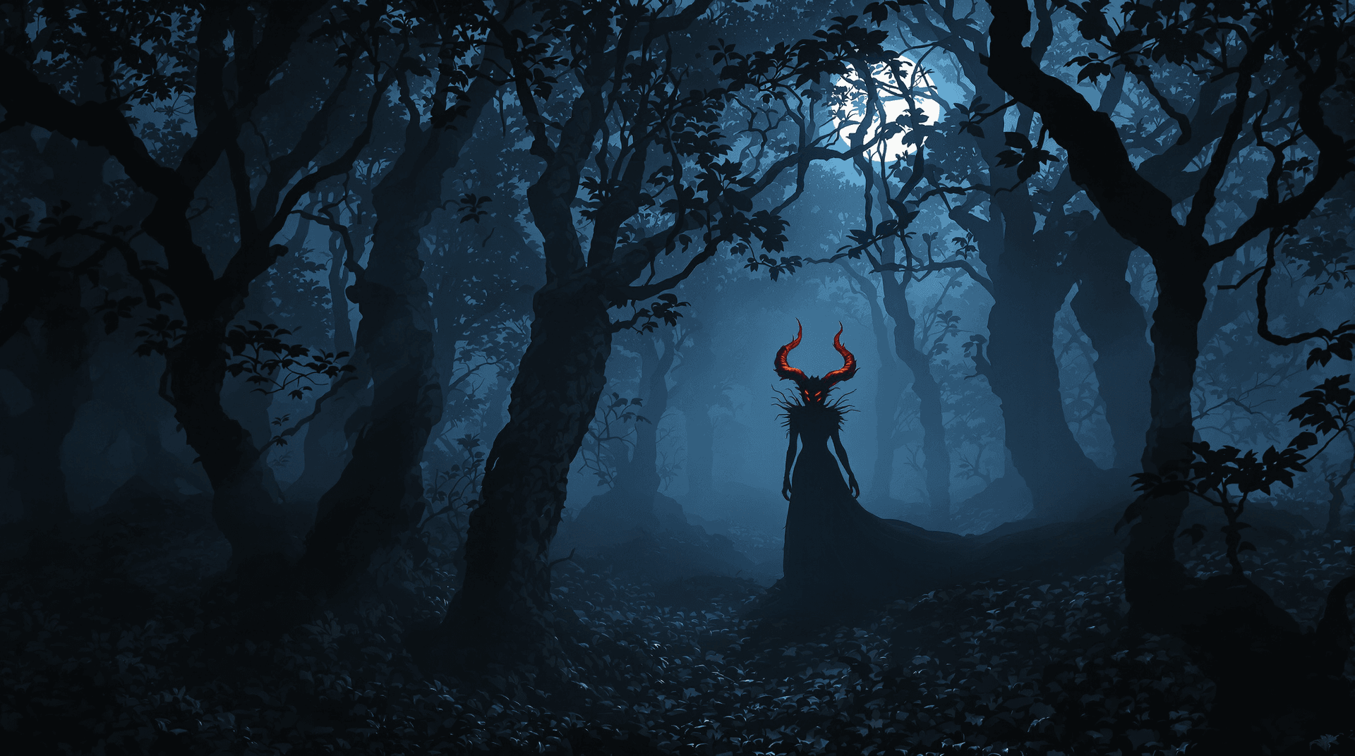 AI generated: In the heart of a foreboding forest, thick tendrils of mist curl around gnarled trees, casting eerie...