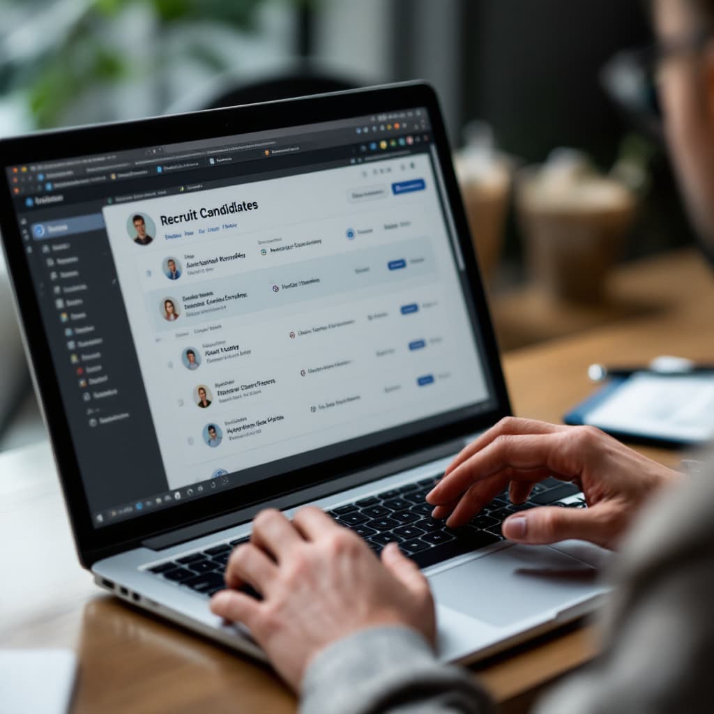 AI generated: A recruiter reviewing a list of candidate profiles on a laptop. dslr, ultra quality, sharp focus, ta...
