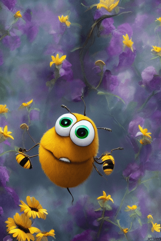 AI generated: Masterpiece, best quality, (just one cute bee:1.2), big eyes, (pixar character:1.2), incredible deta...