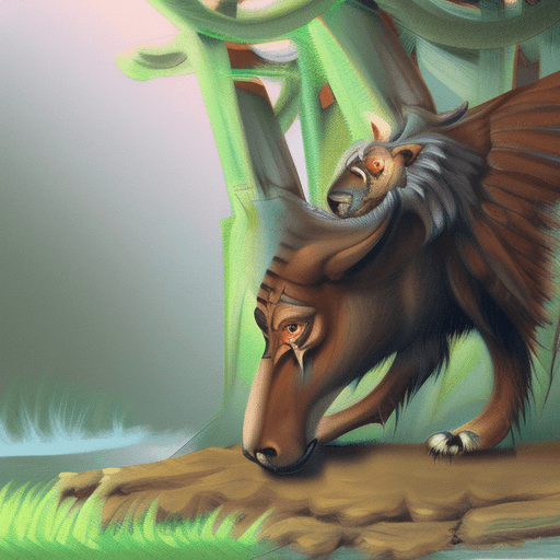 AI generated: A druid taming a wild animal to become their companion . Fantasy concept , Illustration painting.
