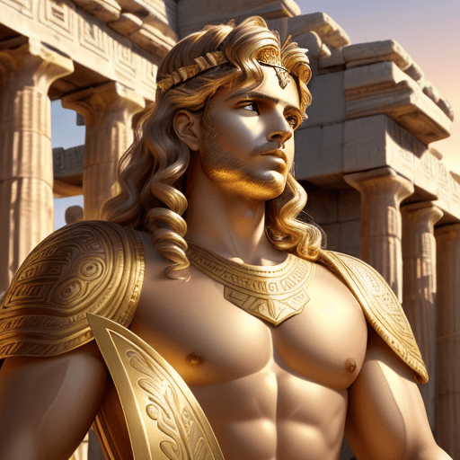 AI generated: A half body highly detailed art portrait of Perseus, an ancient greek warrior slayer, strong, very m...