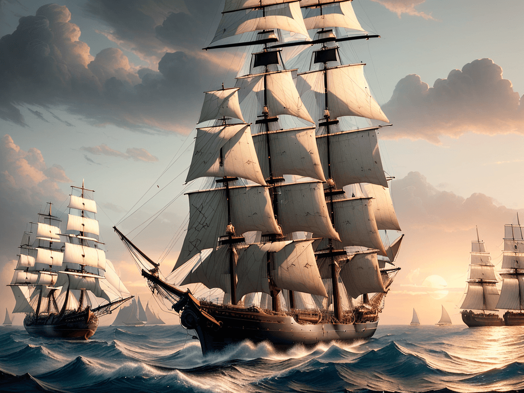AI generated: Photo of a ultra realistic sailing ship, dramatic light, pale sunrise, cinematic lighting, battered,...
