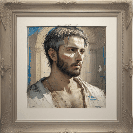 AI generated: a drawing of a head, in the style of reimagined religious art, mark lague, florian nicolle, biblical...