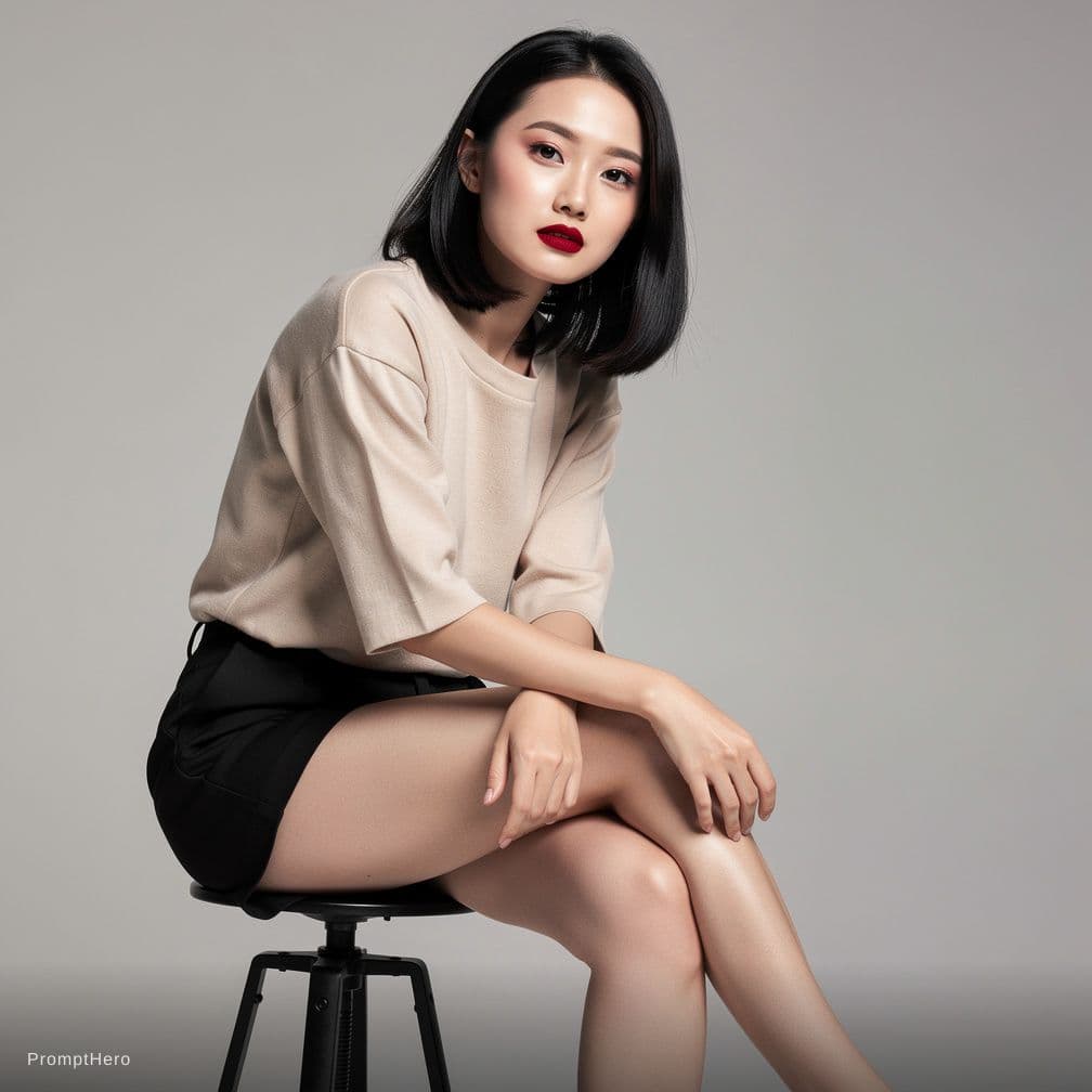 AI generated: {
  "prompt": {
    "priority": [
      "body shape",
      "leg exposure",
      "deep neckline",
 ...