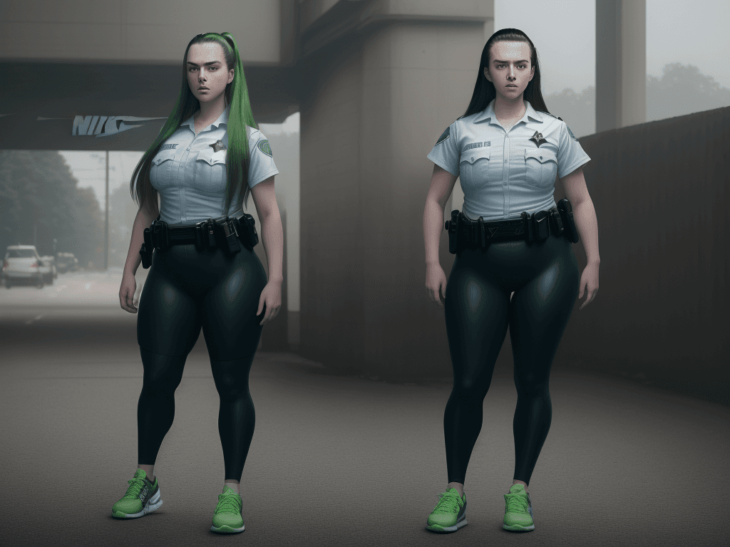 AI generated: caucasian 25 year old woman, FULL BODY, NIKE SHOES, Strawberry blue long hair, chubby cheaks, widows...