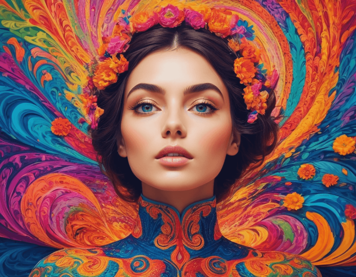 AI generated: close-up photo of a woman, very expressive, cute, intricate, highly detailed, elegant, colorful, epi...