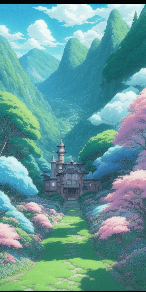 AI generated: aesthetic landscape picture anime, Ghibli, detailed, vibrant colors, HDR,~*~Enhance~*~, ~*~Ghibli~*~