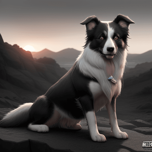 AI generated: Photo of a ultra realistic de un perro border collie color blanco negro, donde predomine mas el negr...