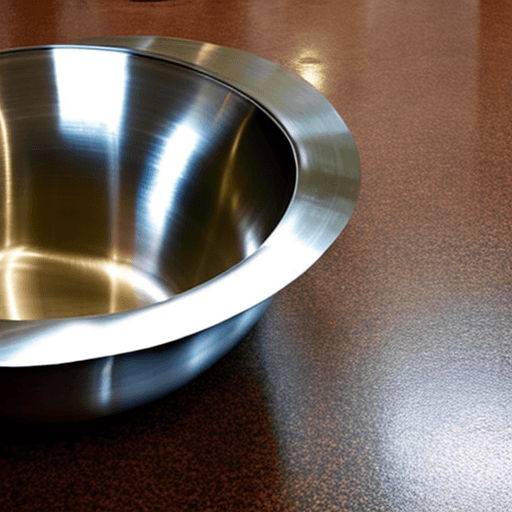 AI generated: steel bowls on the floor. 
