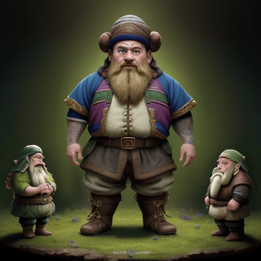 AI generated: A man, Lionel messi as a dwarf, detailed, aura, field, fantasy, dwarf hat, green clothing, Disney, s...