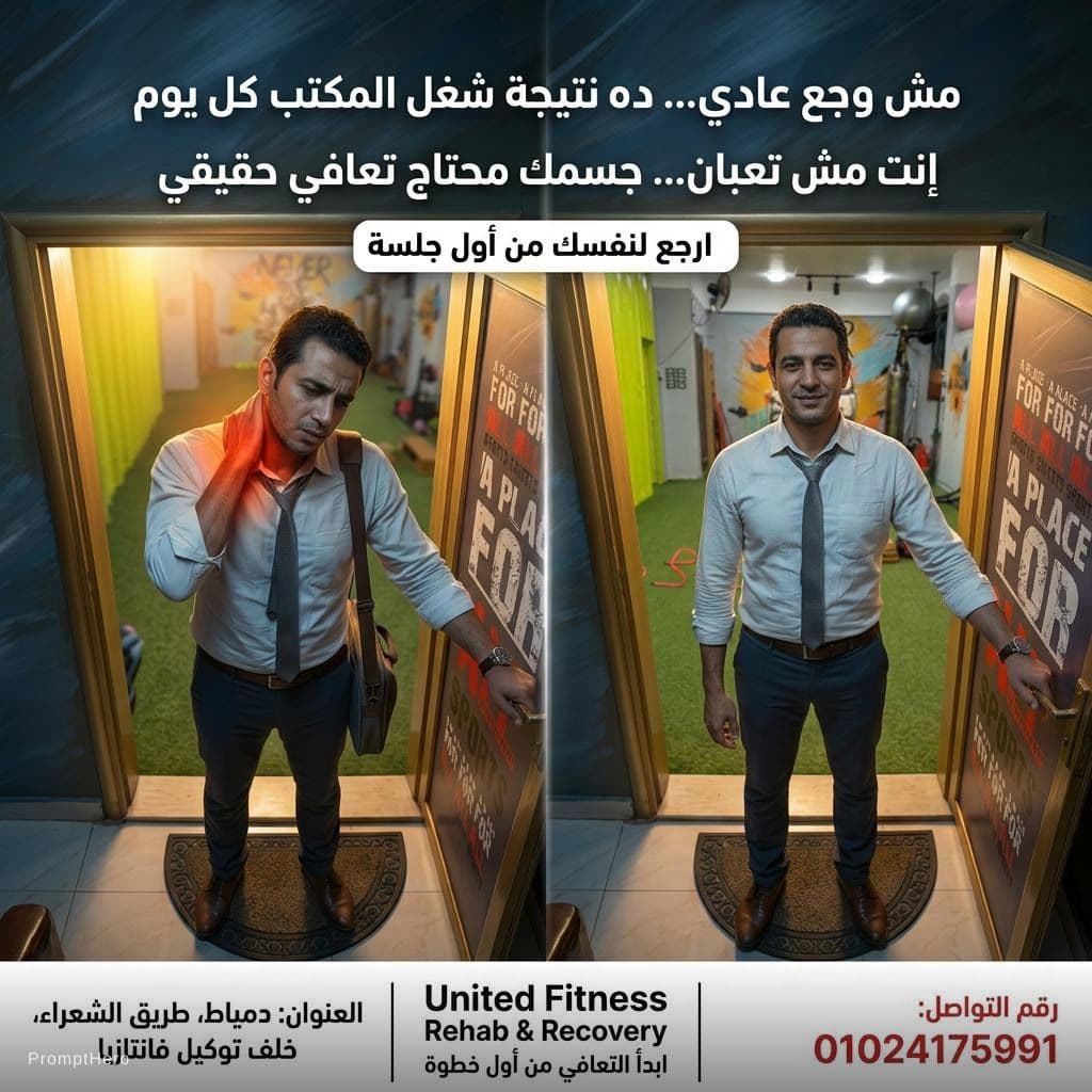 AI generated: A high-end ultra-realistic advertising photography shot for United Fitness Rehab & Recovery.

Layout...